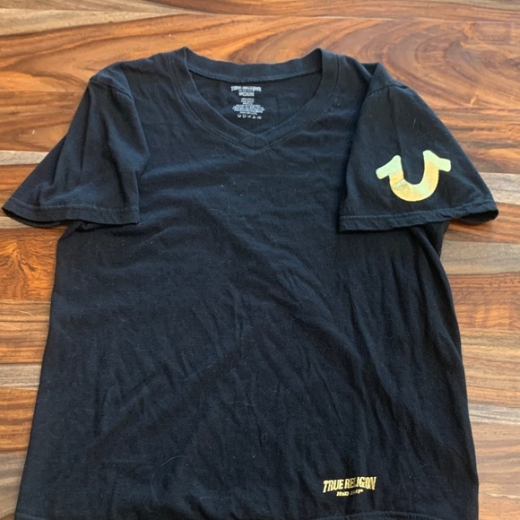 True Religion Vneck Tee with Gold Accents - Picture 2 of 4